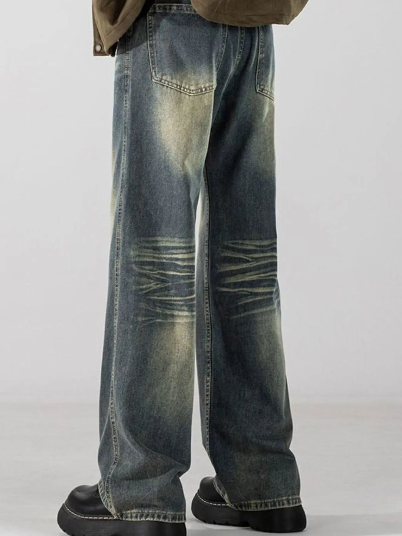 Men's Full Size Wide Leg Washed Jeans Plus Size