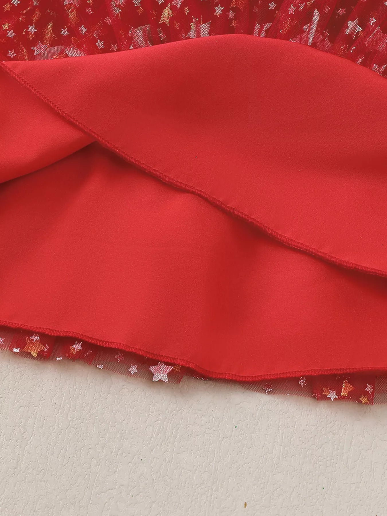 Children's Star Print Pom-Pom Embellishments Tulle Dress