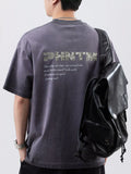 Men's Plus Size Letter Back Round Neck T-Shirt