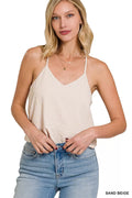 Zenana Woven Airflow Adjustable Strap V-Neck Cami