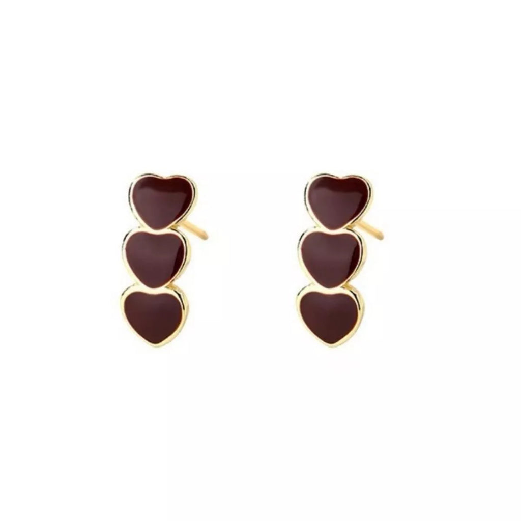 Triple Heart Stud Earrings