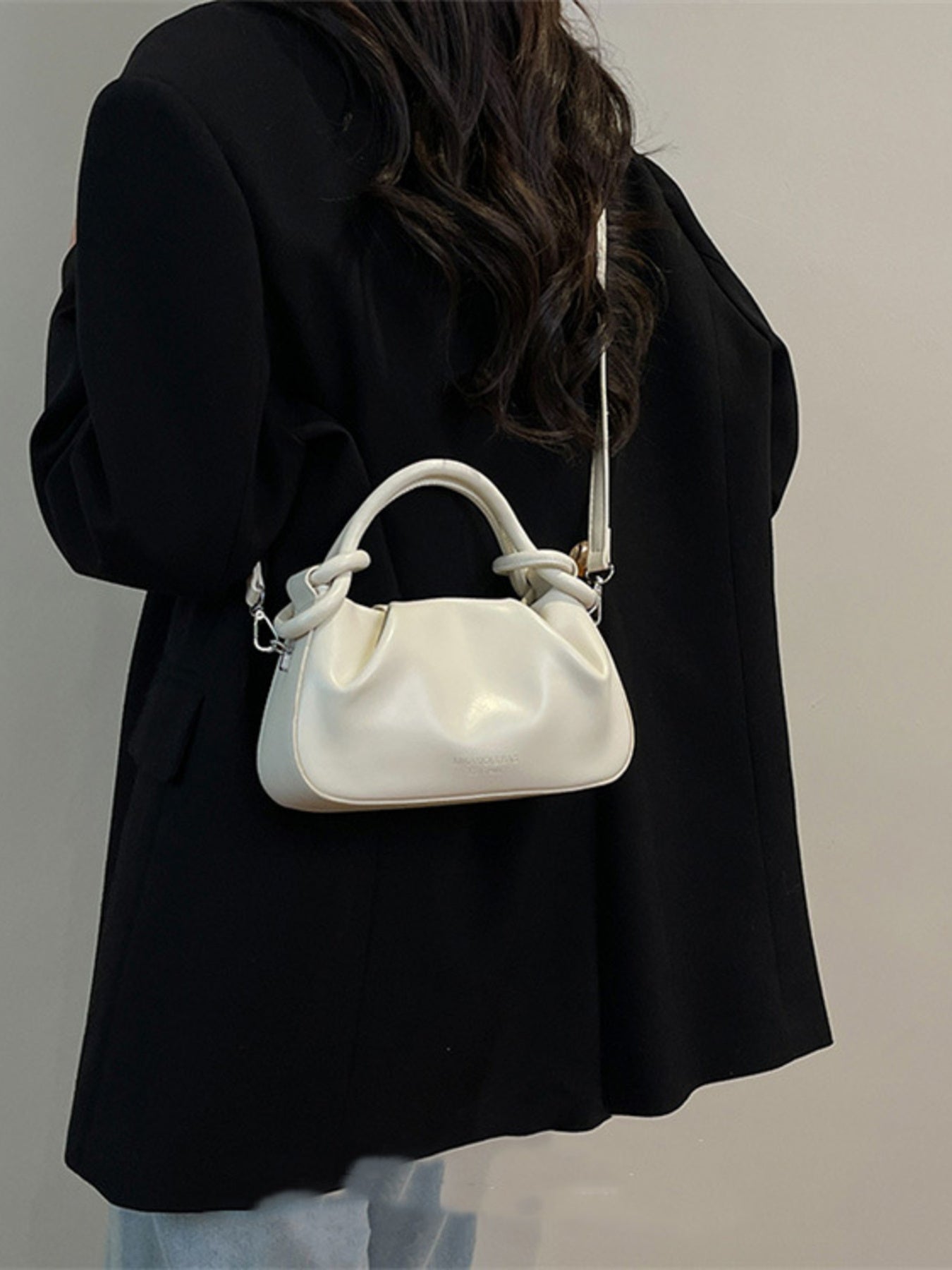 Knot Handle Ruched Crossbody Bag