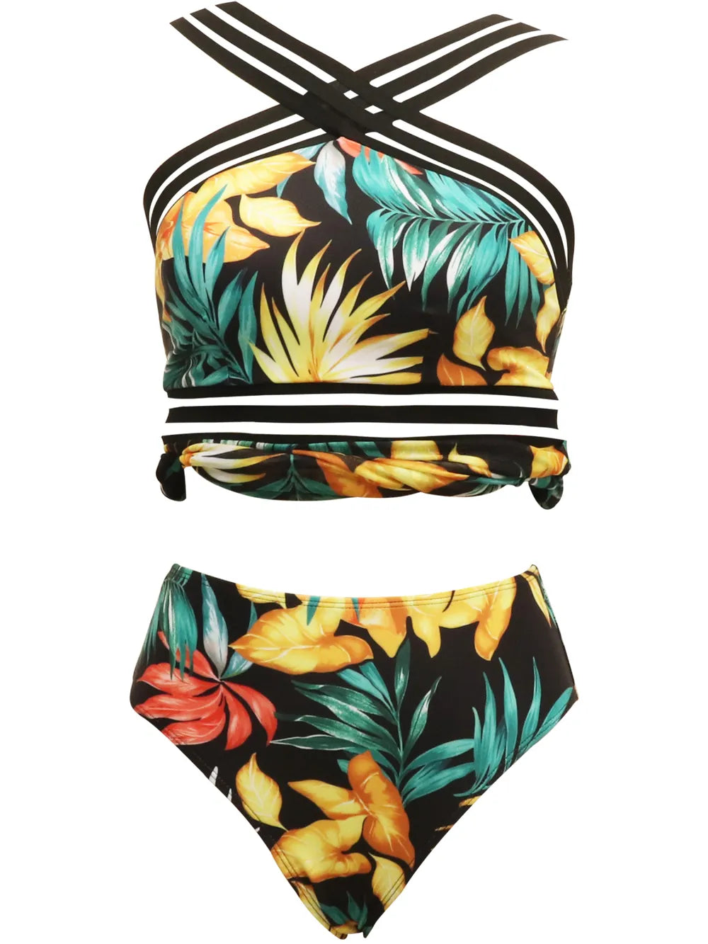 Cutout Printed Two-Piece Swim Set