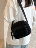Corduroy Crossbody Bag with Adjustable Strap