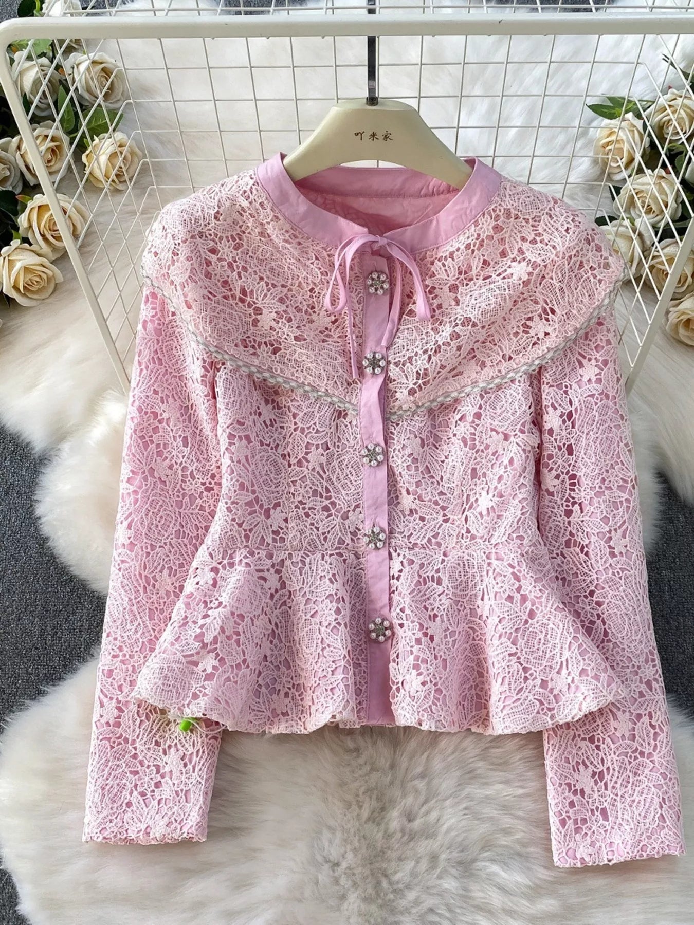Lace Button Up Top and Skirt Set