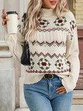 Geometric Turtleneck Long Sleeve Sweater