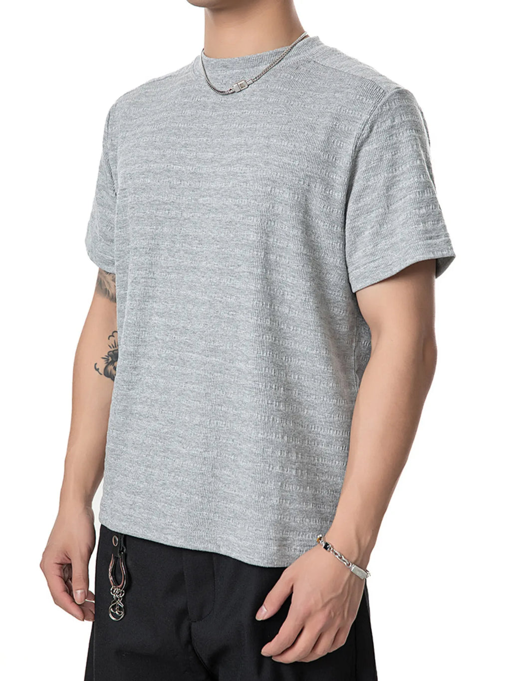Men's Textured Knit Crew Neck T-Shirt