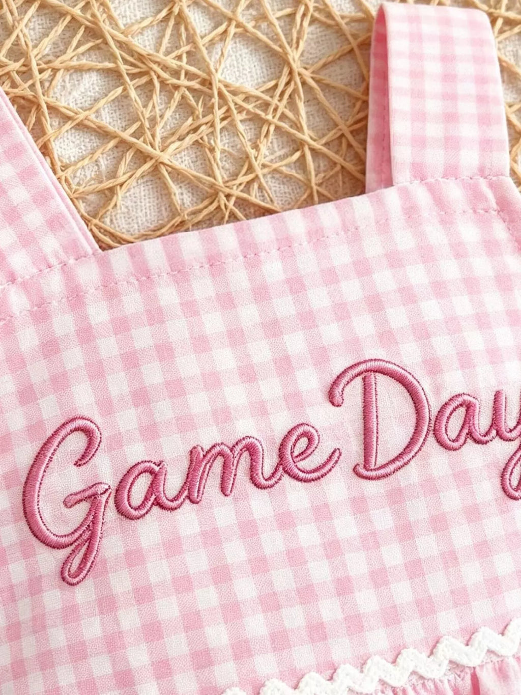 Children's Game Day Football Gingham Top and Shorts Set
