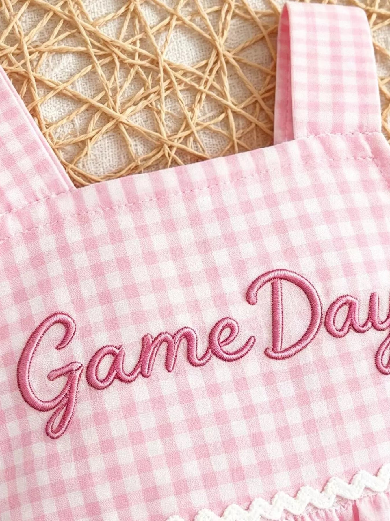 Children's Game Day Football Gingham Top and Shorts Set