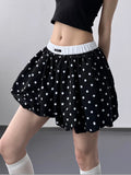 Polka Dot Bubble Shorts with Elastic Waistband