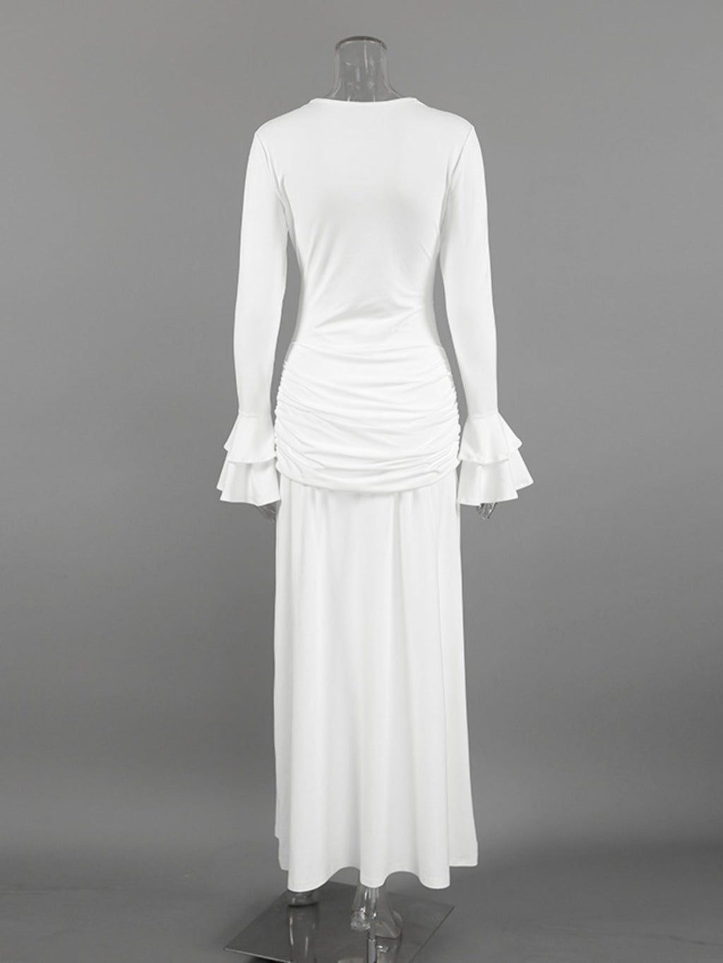 Lace Trim Long Sleeve Maxi Dress