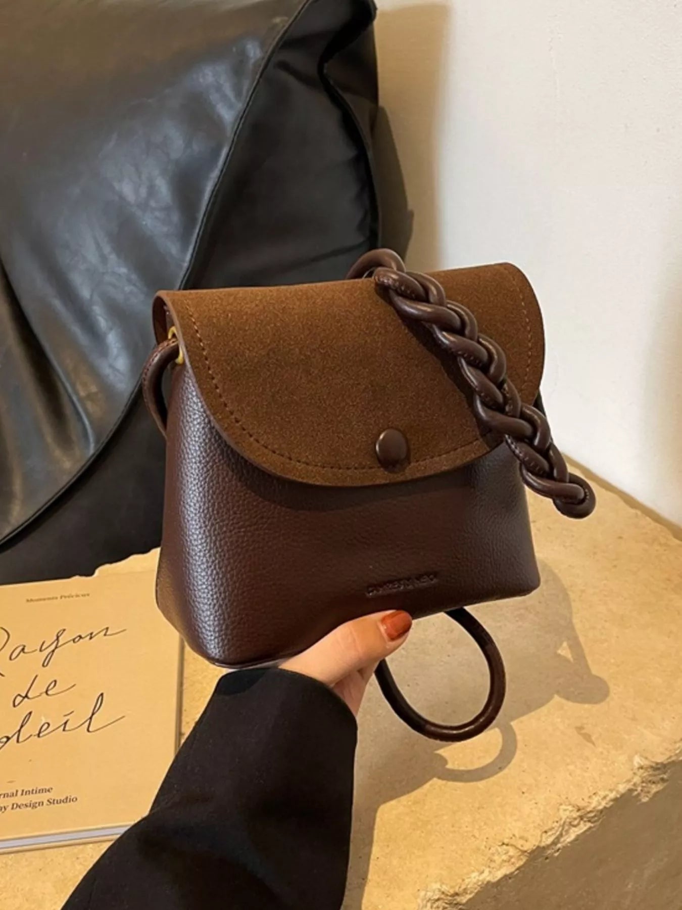 Braided Handle Flap Crossbody Bag