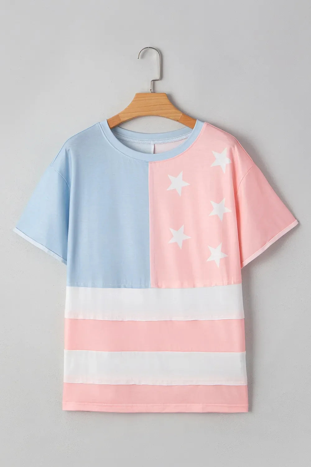Patriotic Star Color Block T-Shirt