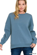 Zenana Fleece Hi-low Boyfriend Sweatshirts with Pockets