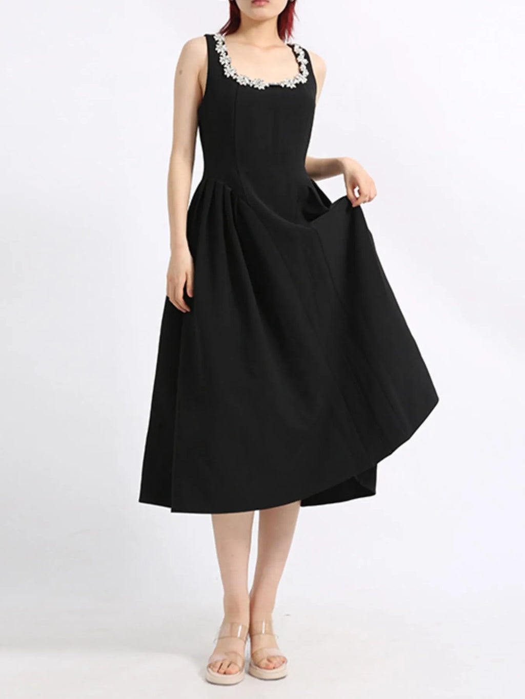 Flower Scoop Neck Sleeveless Dress