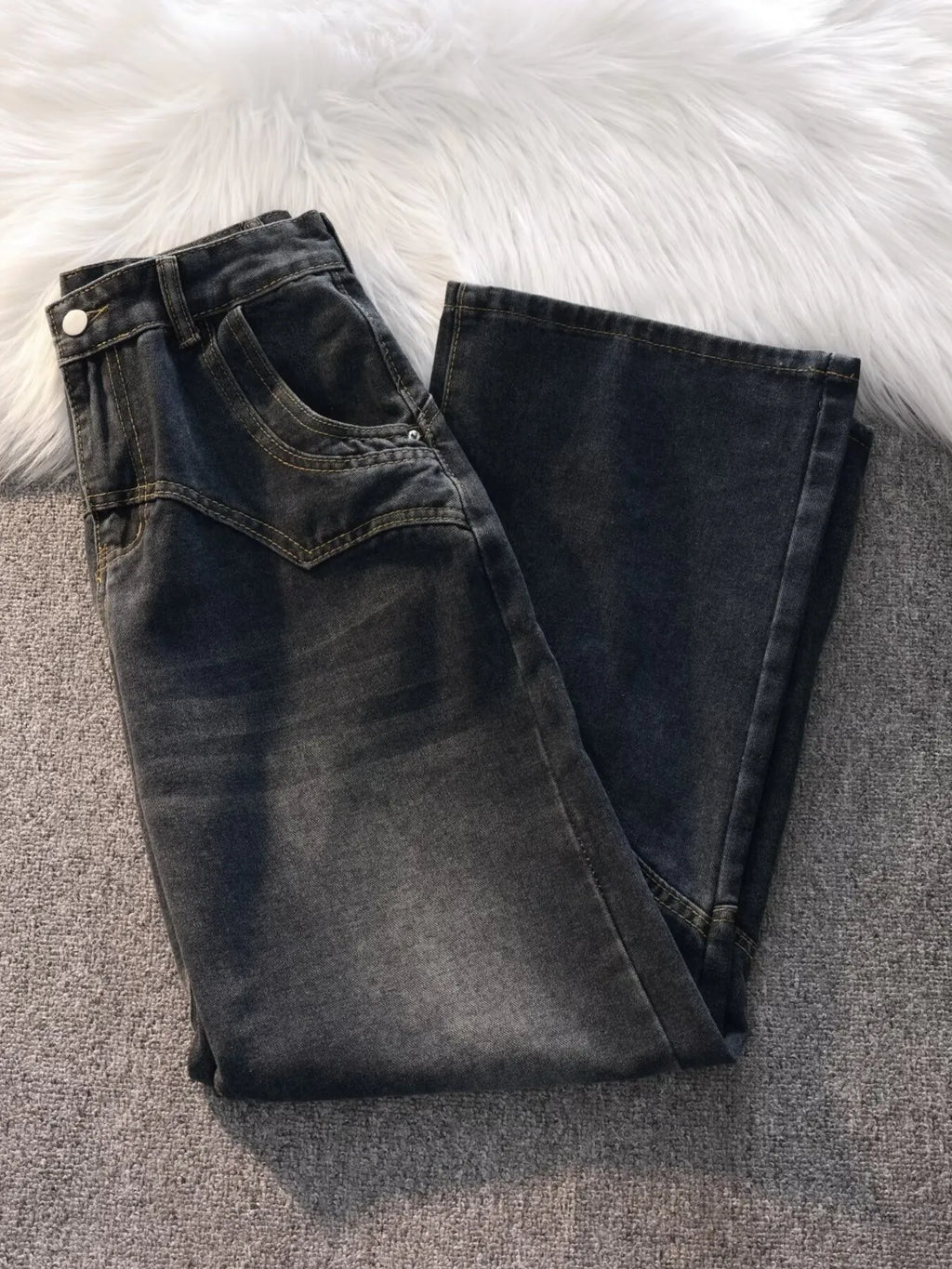 Men's Vintage Wash Wide Leg Jeans