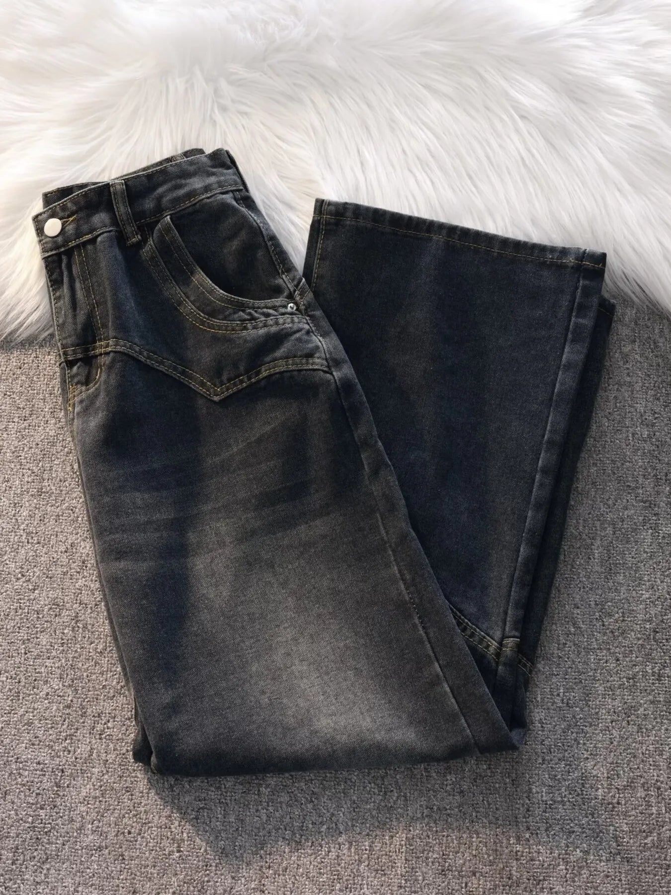Men's Vintage Wash Wide Leg Jeans