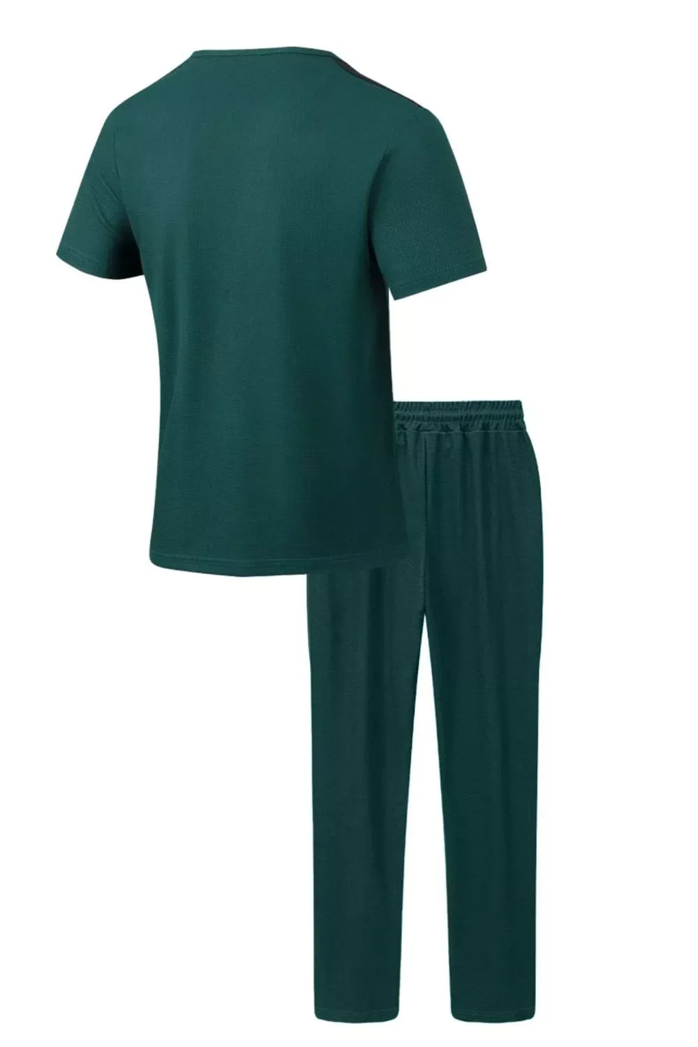 Men's Full Size Lace-Up Front Top and Pants Casual Set Plus Size