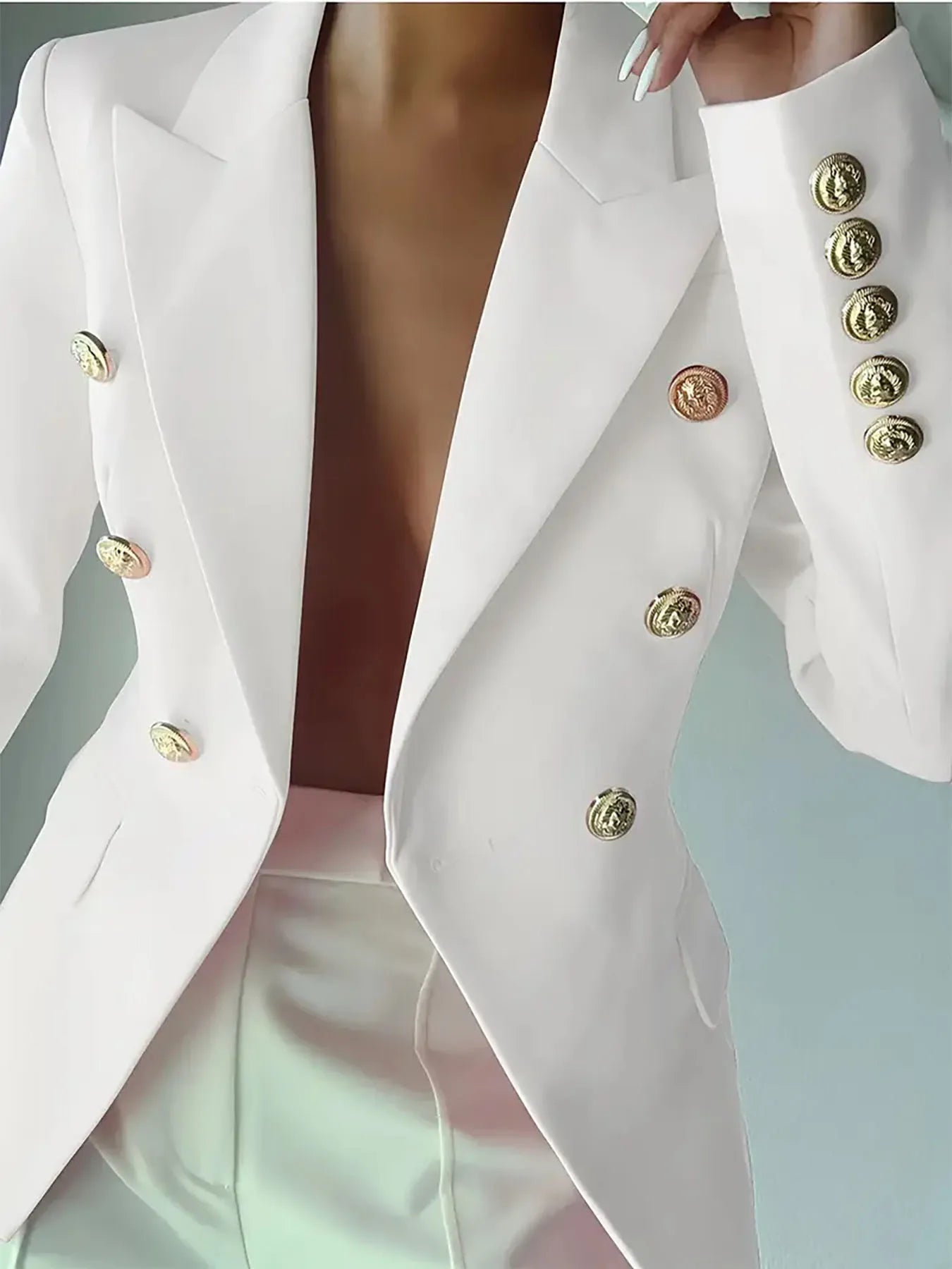 Decor Button Lapel Collar Blazer