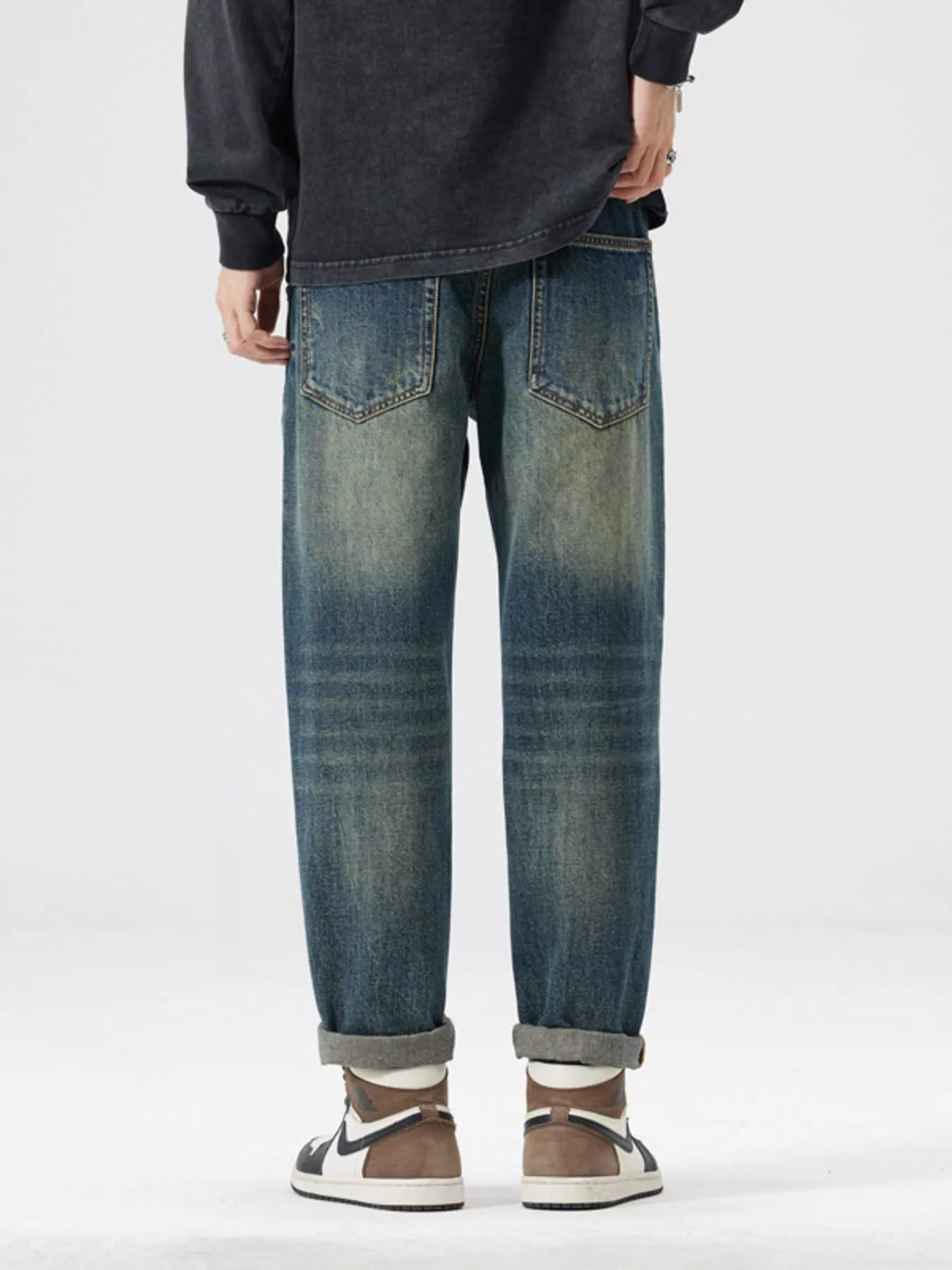 Men's Patchwork Ripped Loose Fit Jeans