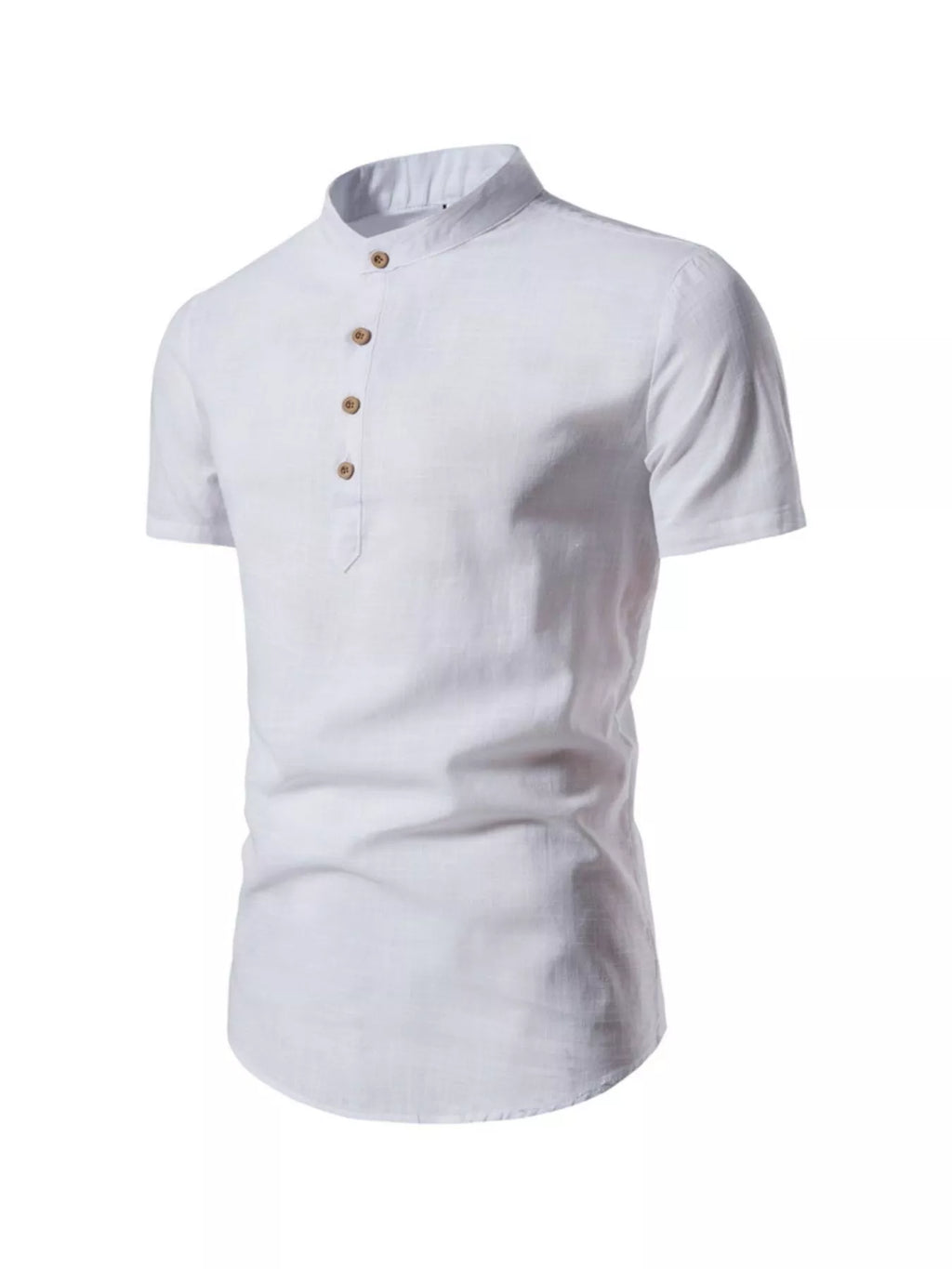 Men's Plus Size Mandarin Collar Short Sleeve Shirt