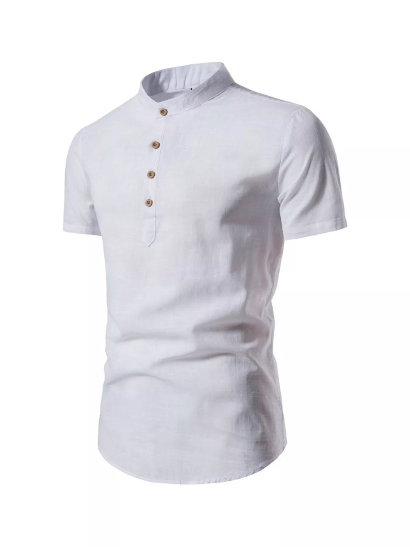 Men's Plus Size Mandarin Collar Short Sleeve Shirt