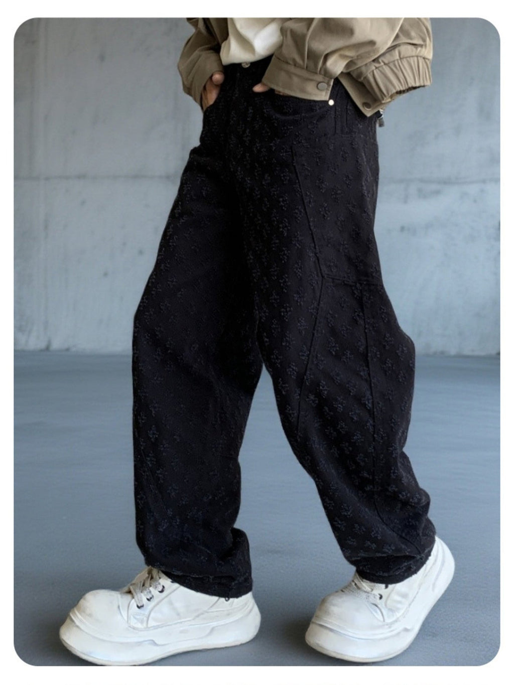 Men's Full Size Textured Wide Leg Pants Plus Size