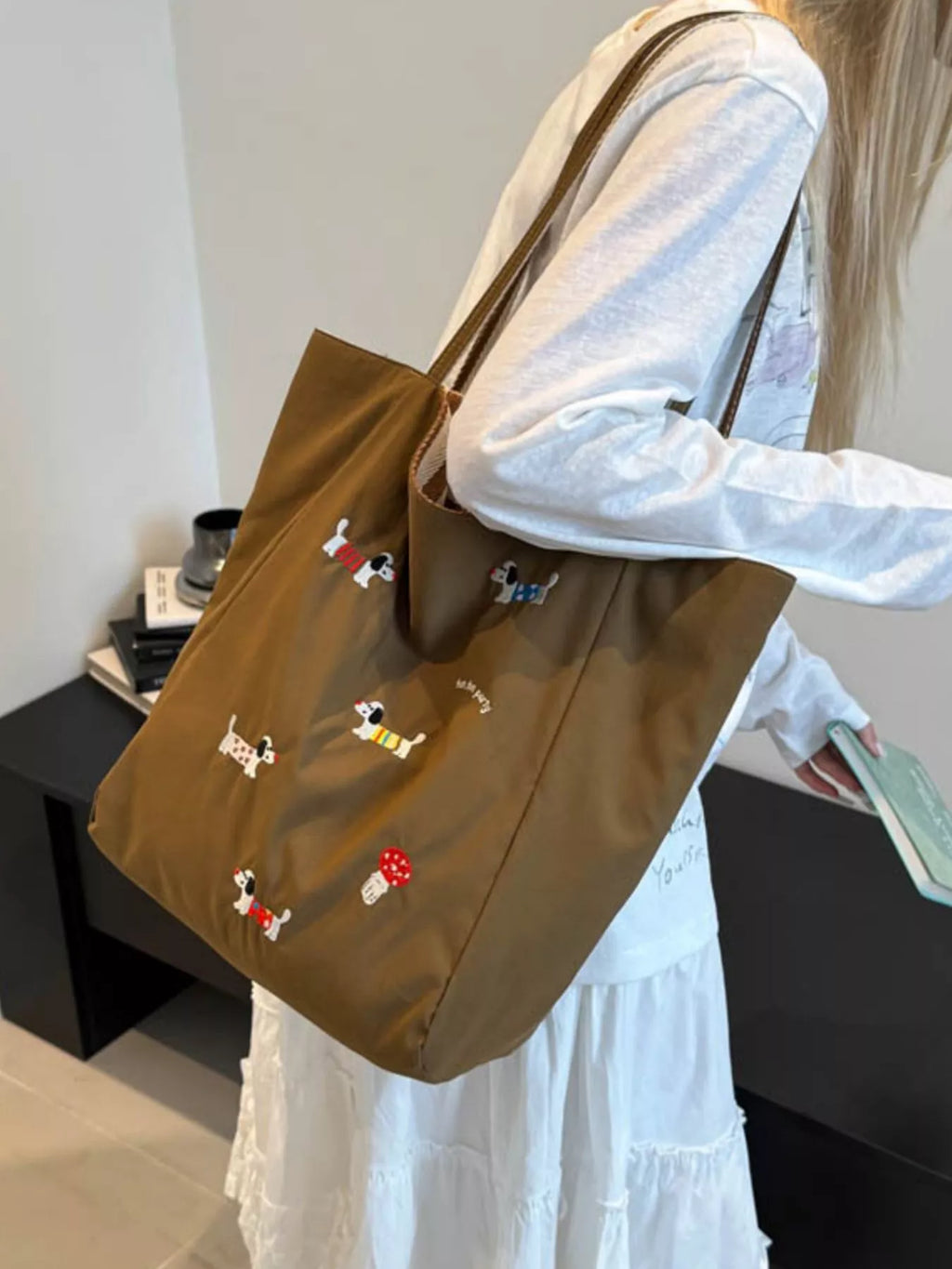 Embroidered Dachshund Shoulder Bag