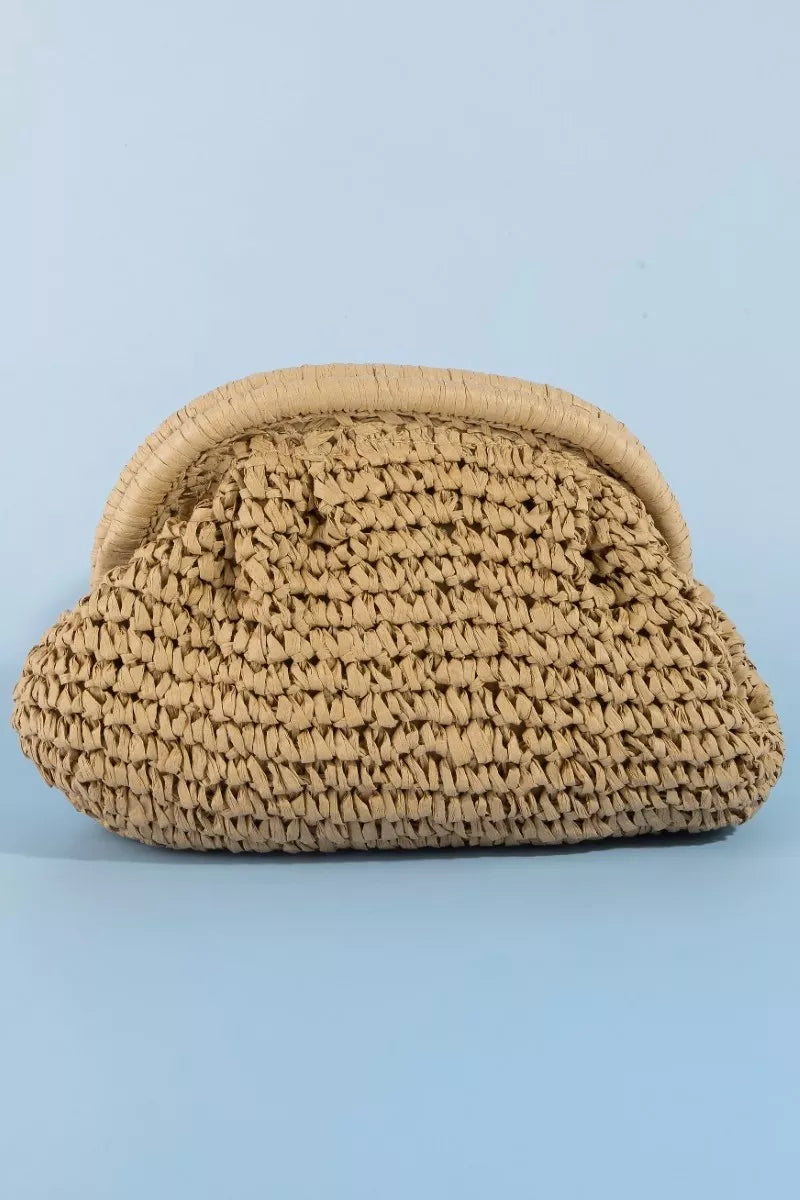 Fame Woven Raffia Frame Shoulder Bag
