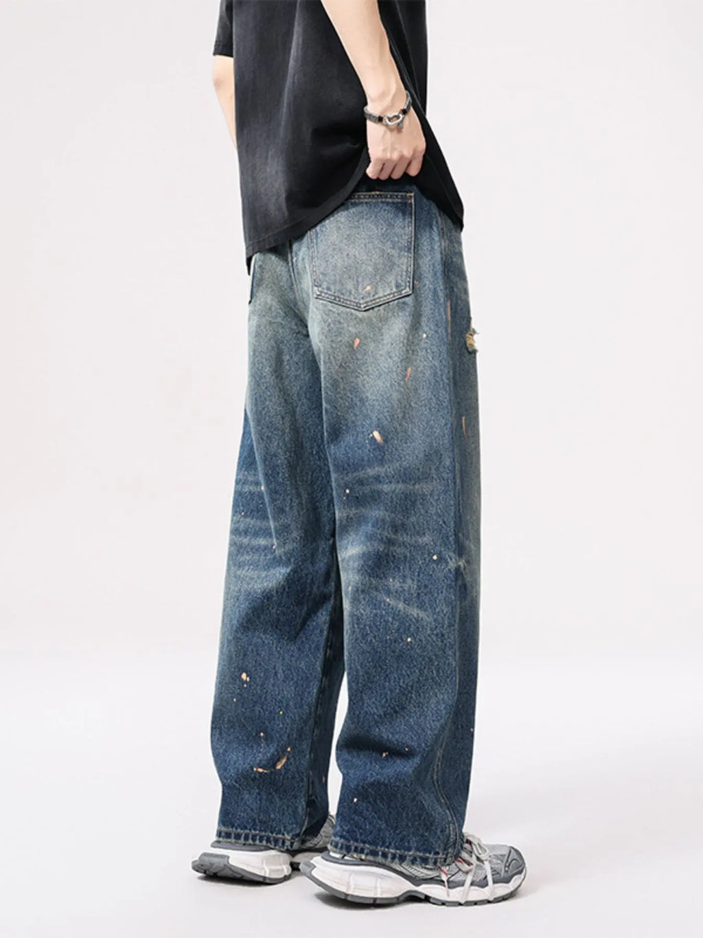 Men's Full Size Distressed Wide Leg Vintage Jeans Plus Size