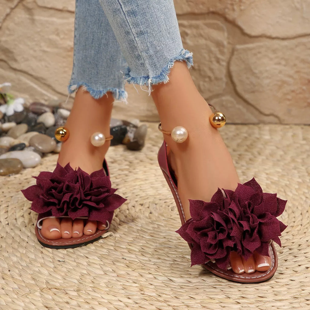 Floral Decor Flat Sandals