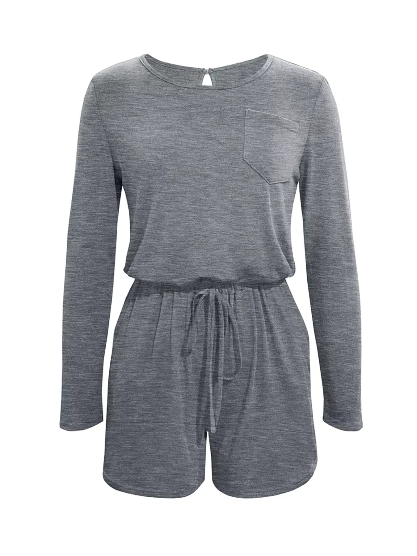 Long Sleeve Drawstring Romper