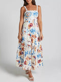 Seashell Print Scalloped Midi Dress