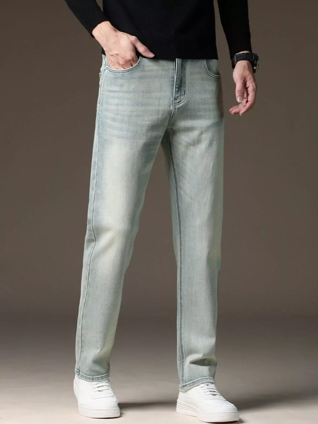 Men's Wash Straight Fit Casual Jeans