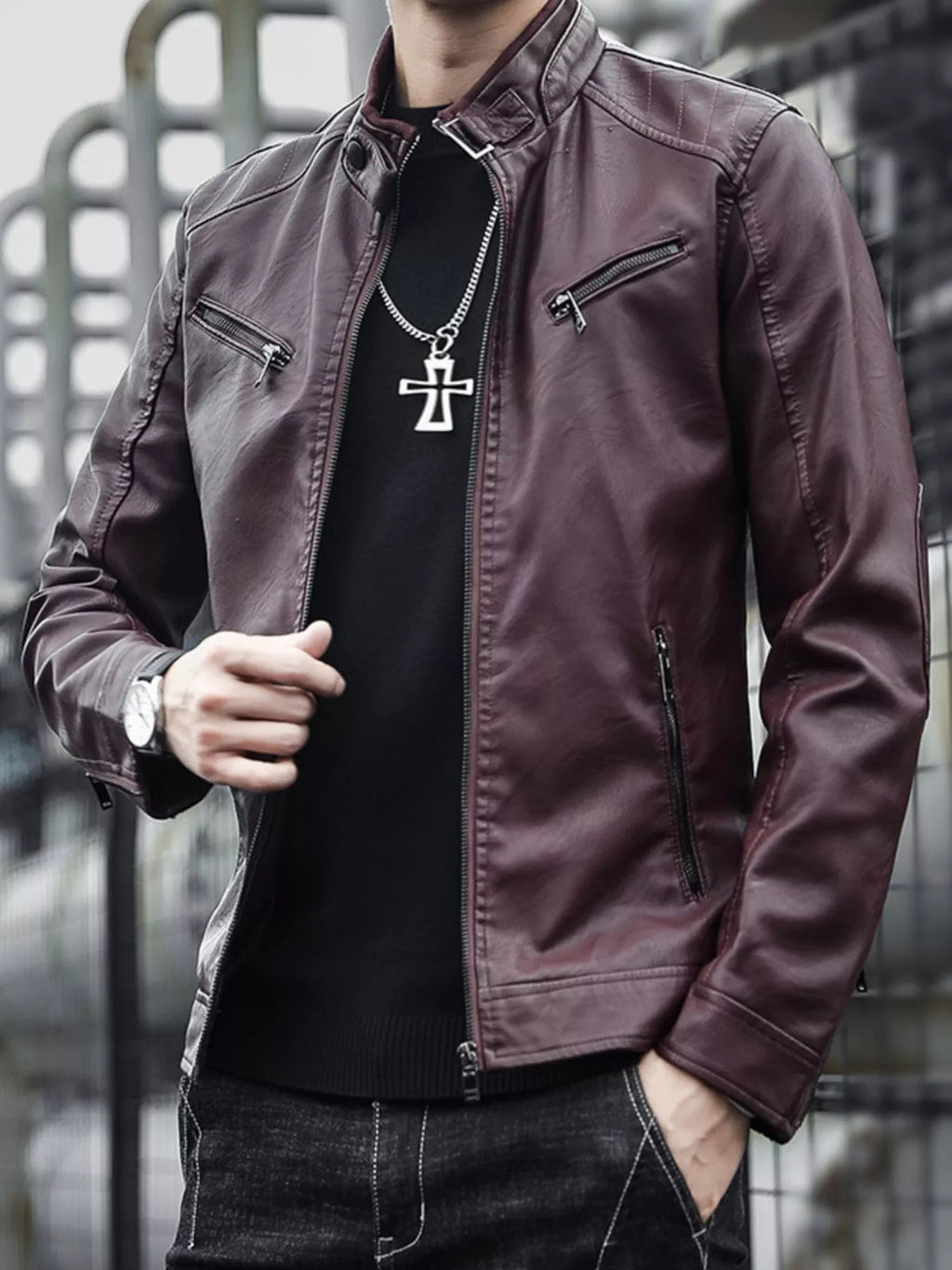 Men's Plus Size Zip Up Long Sleeve Jacket