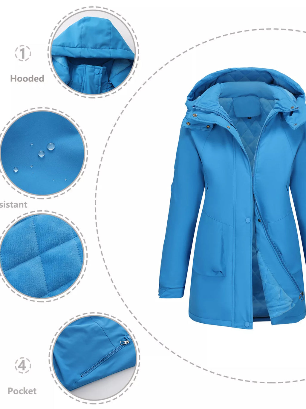 Full Size Hooded Mid-Length Windproof Outerwear Plus Size