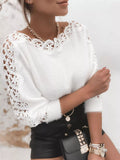 Lace Trim Round Neck Sweater