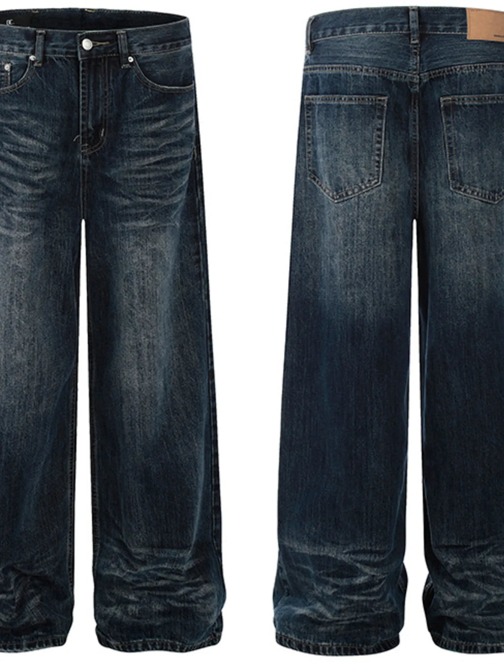 Men's Washed Wide-Leg Jeans