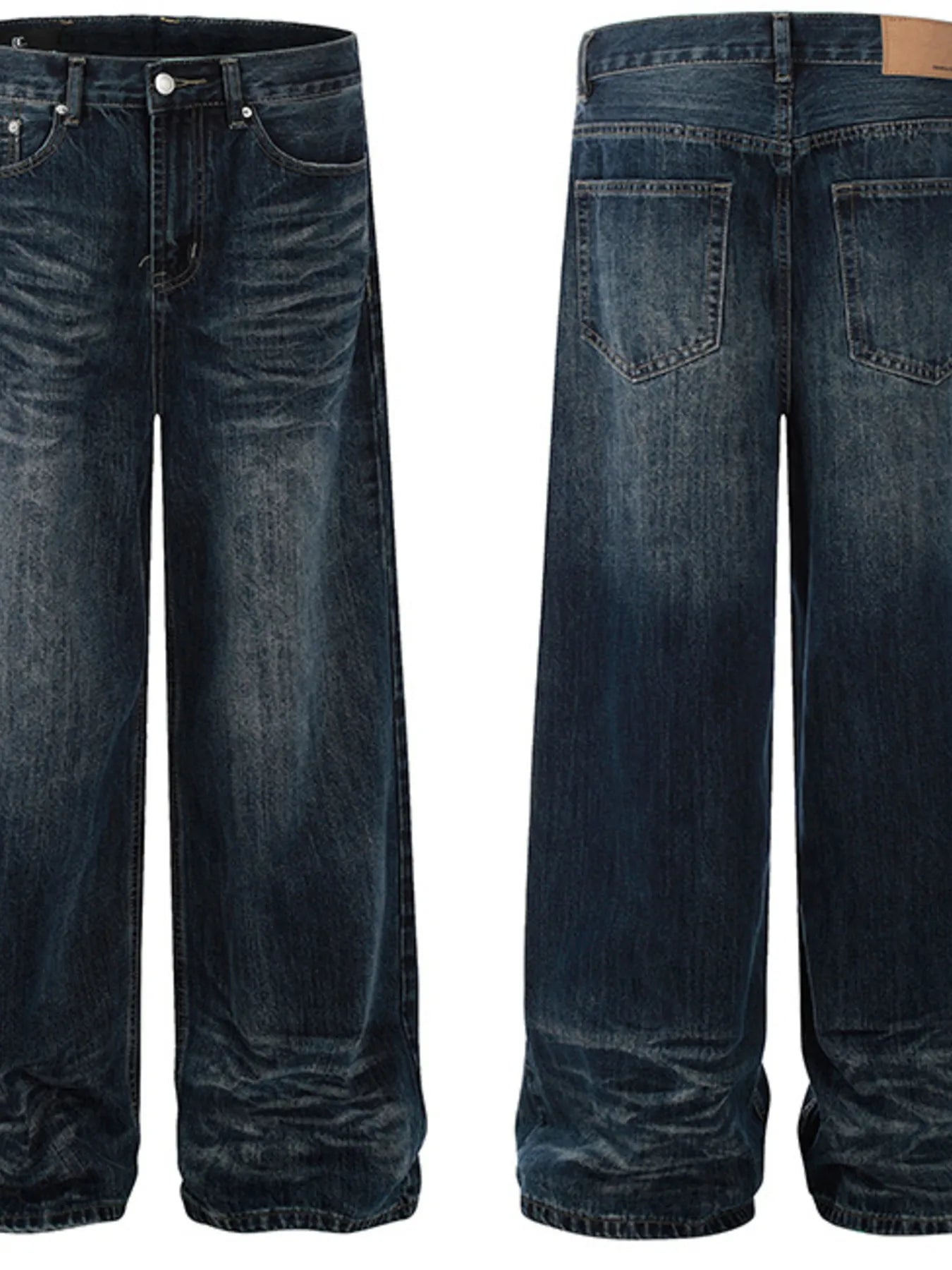 Men's Washed Wide-Leg Jeans
