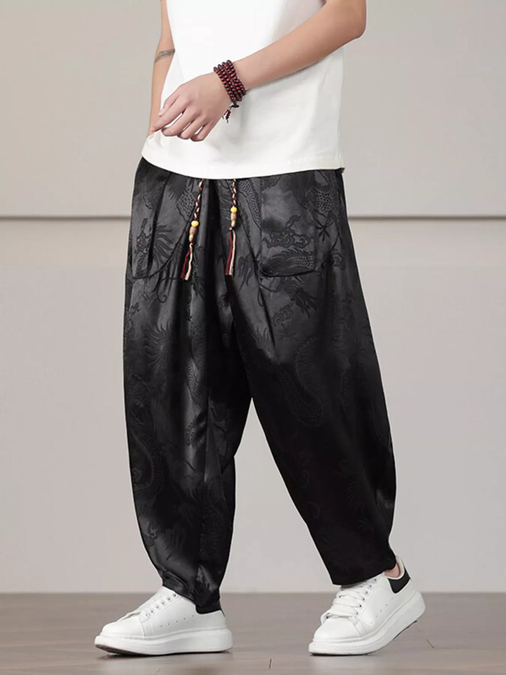 Men's Plus Size Dragon Pattern Harem Pants