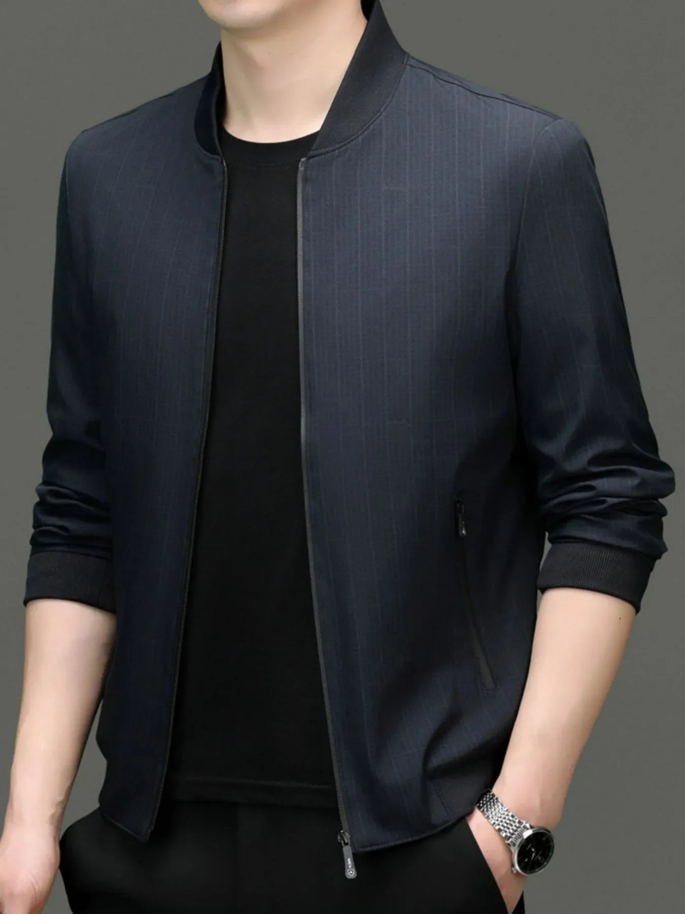 Men's Plus Size Zip Up Long Sleeve Jacket