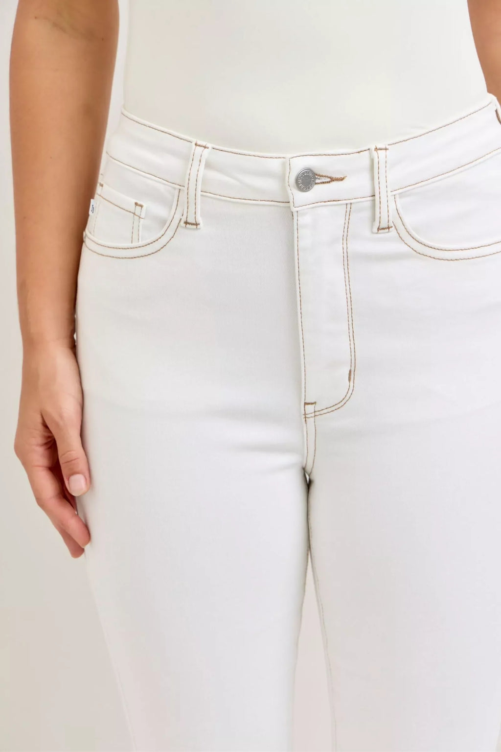Judy Blue Contrast Stitching Cropped Flare Jeans