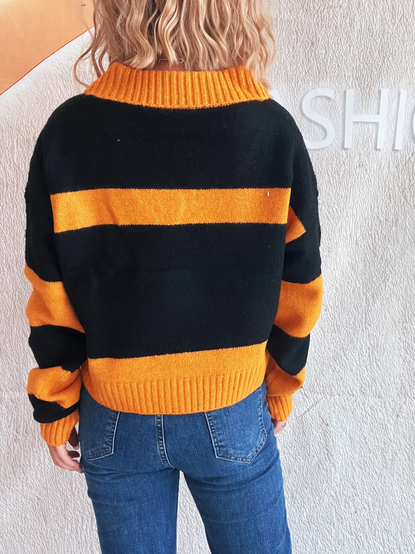 Color Block Long Sleeve Sweater