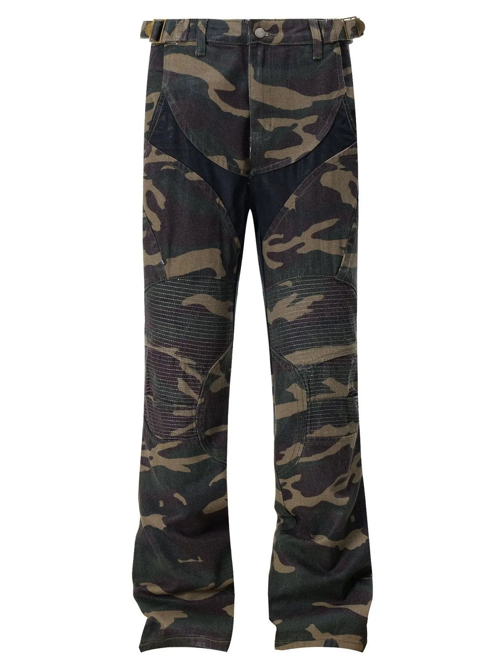 Men's Camouflage Bootcut Jeans with Seam Detail