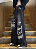 Men's Plus Size Wide Leg Distressed Jeans
