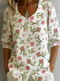 Floral Print Peter Pan Collar Shirt