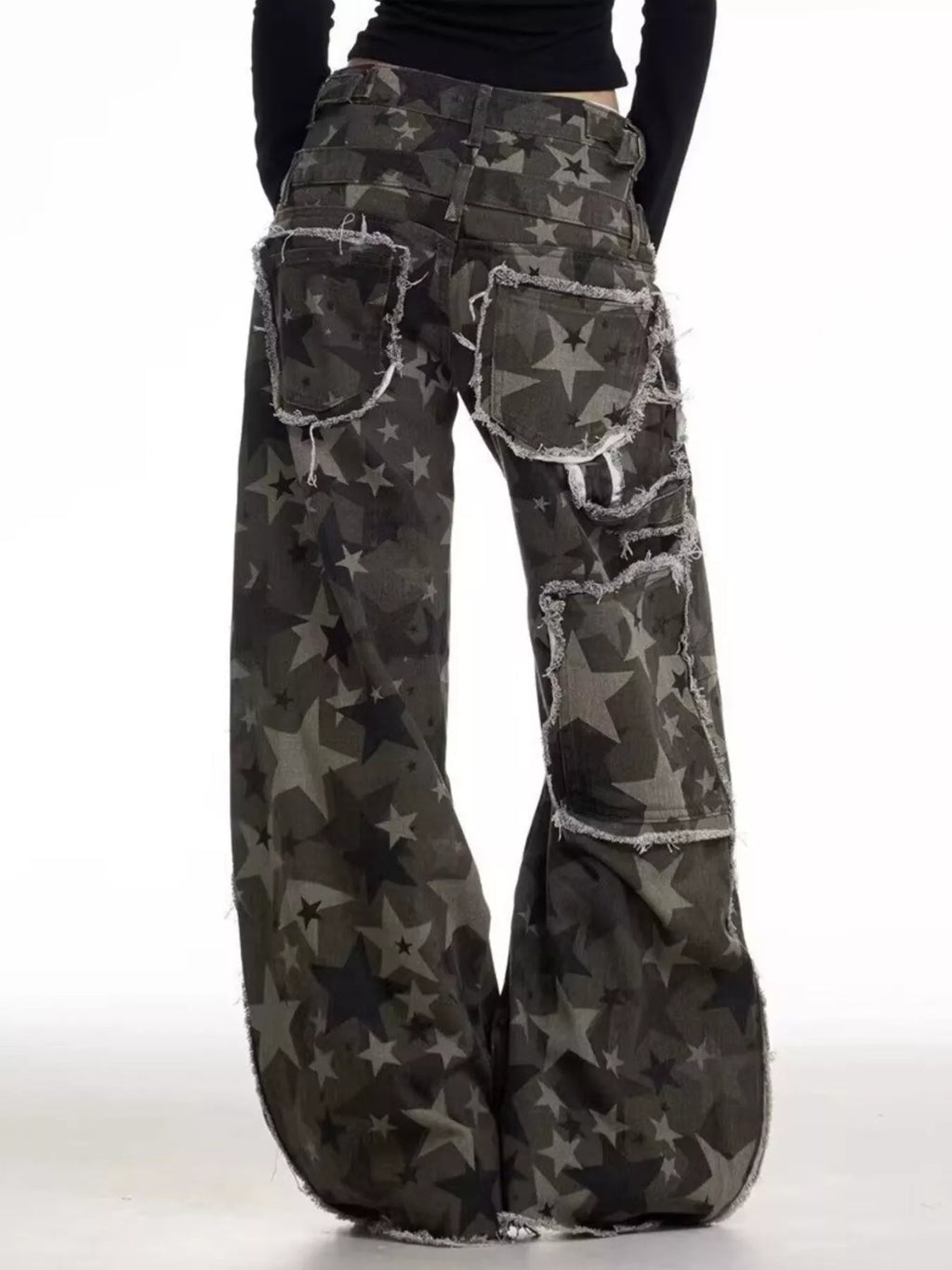 Men's Full Size Star Print Wide Leg Jeans Plus Size