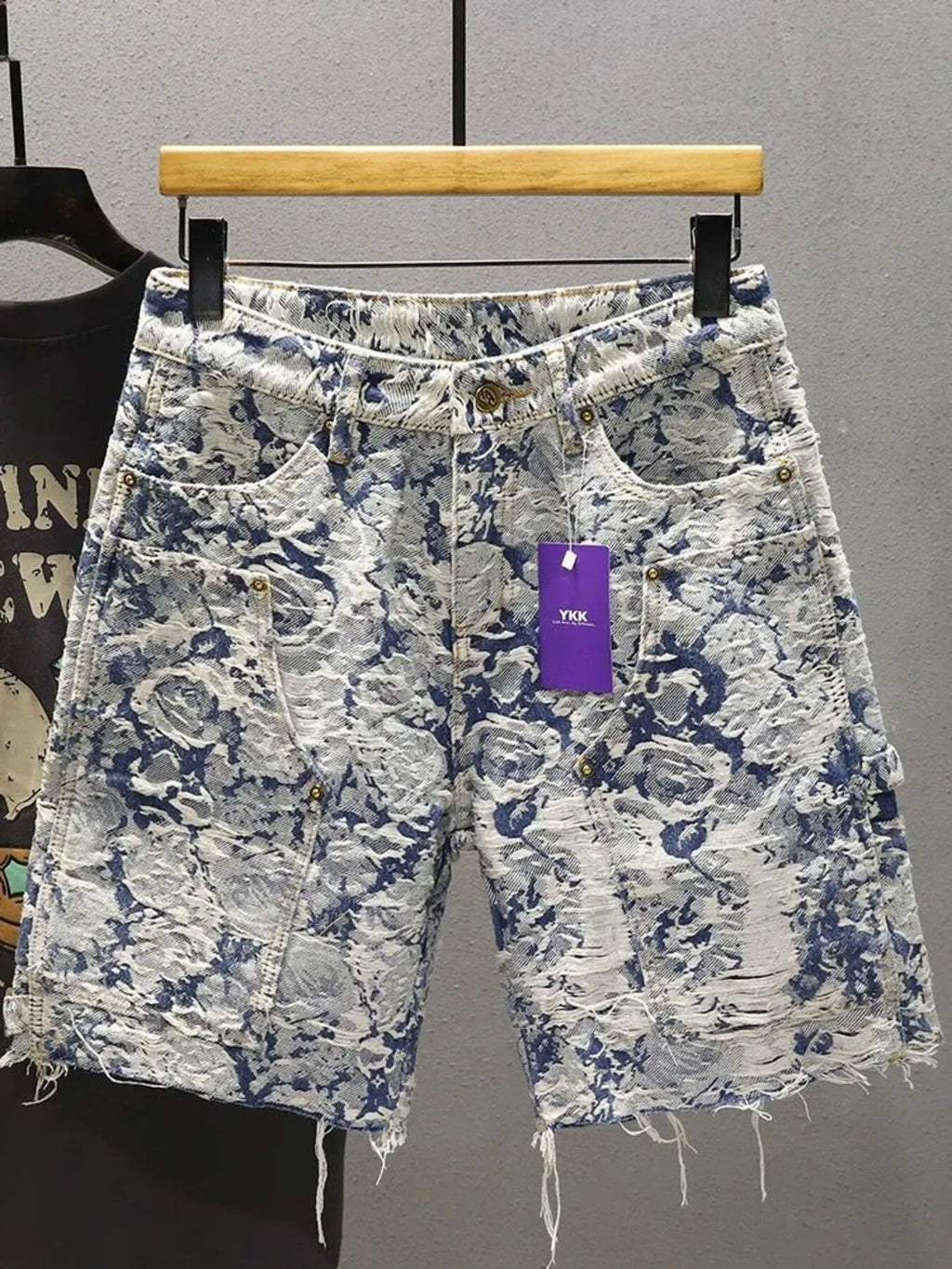 Men's Frayed Hem Denim Shorts