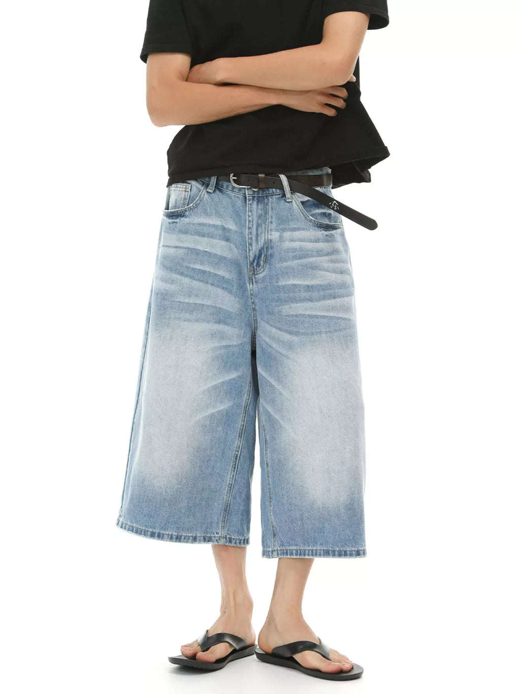 Men's Wide Leg Cropped Jeans