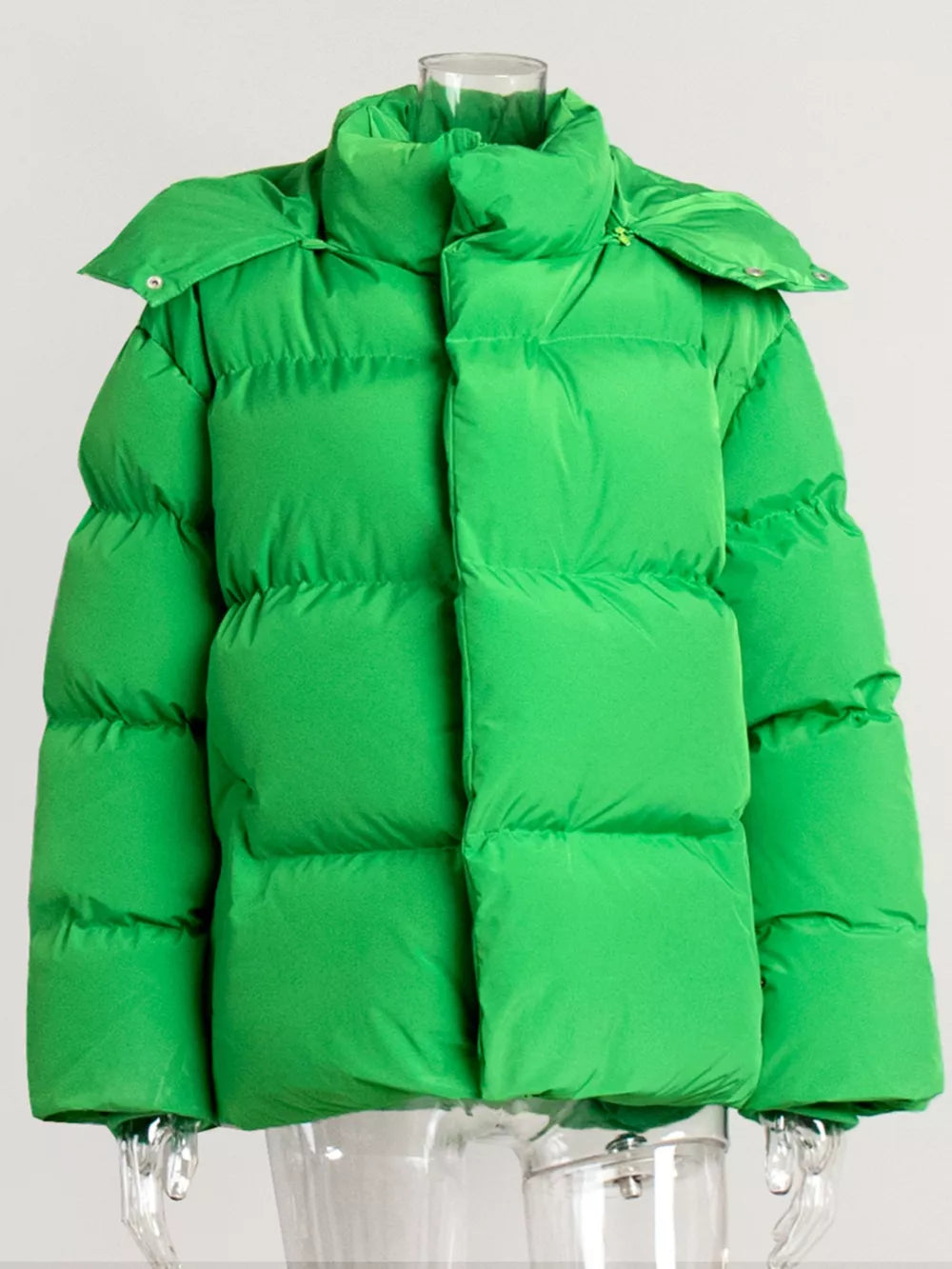 Pocketed Zip Up Hooded Puffer Jacket